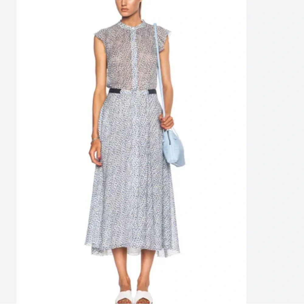 Band of Outsiders Scribble Flower Silk Flutter Sleeve Shirt Dress - Picture 1 of 12